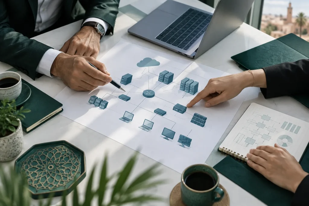 Audit et conseil Examen d’un schéma réseau et de documents.