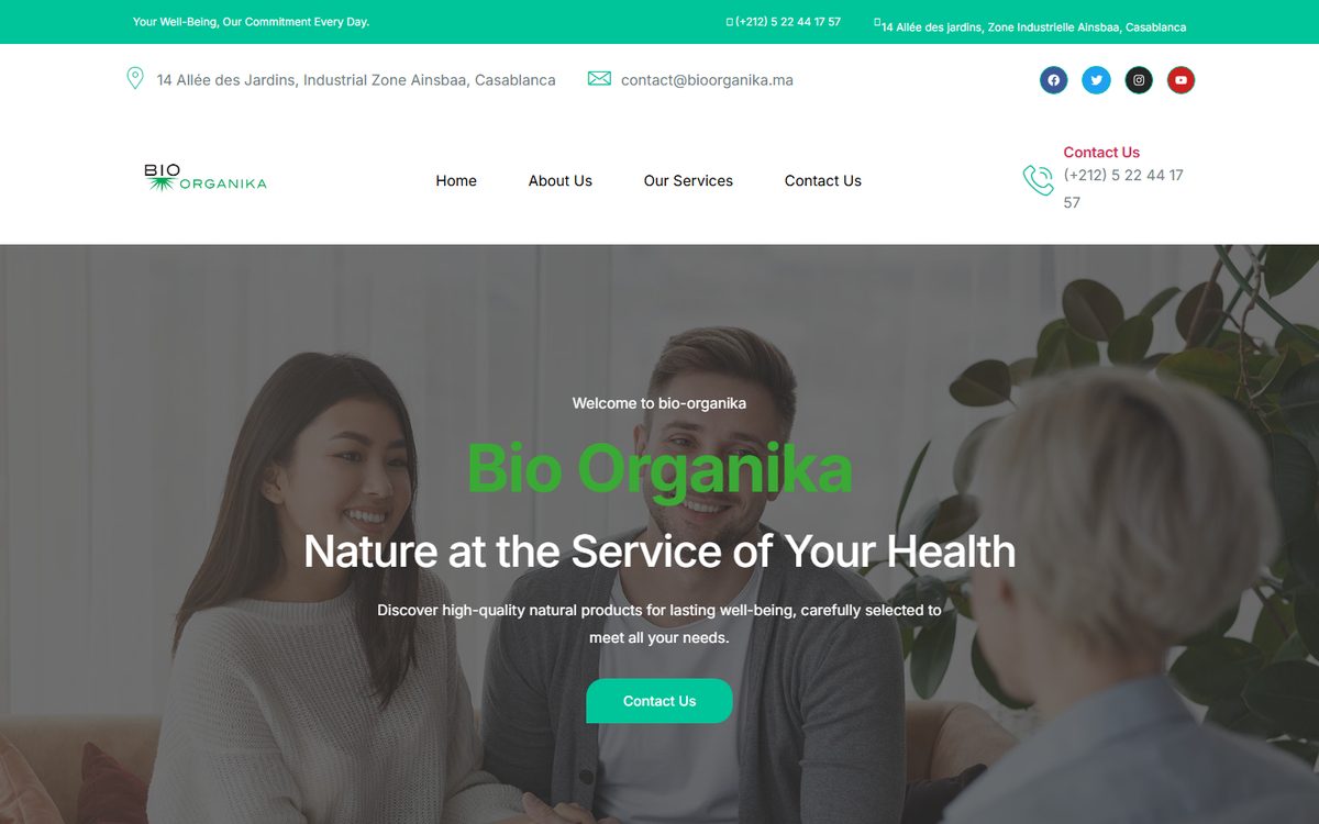 Aper&ccedil;u du site Bio Organika, r&eacute;alisation Altentia