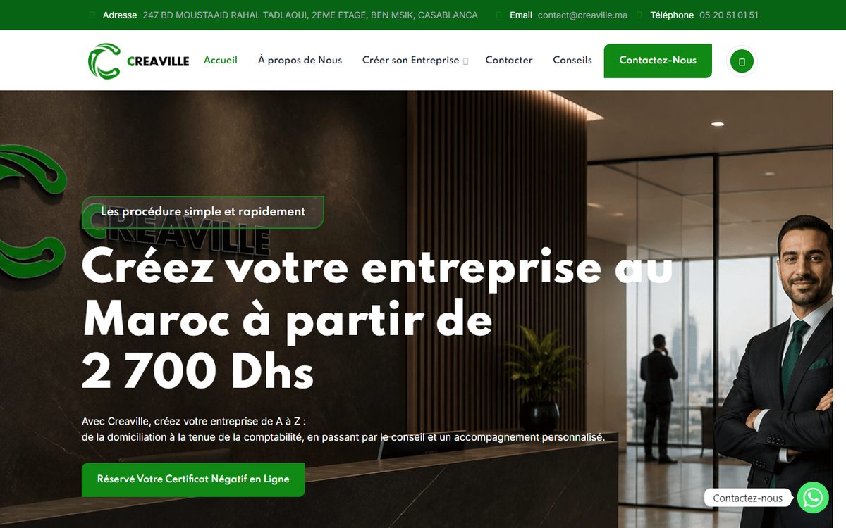 Aper&ccedil;u du site Creaville, r&eacute;alisation Altentia