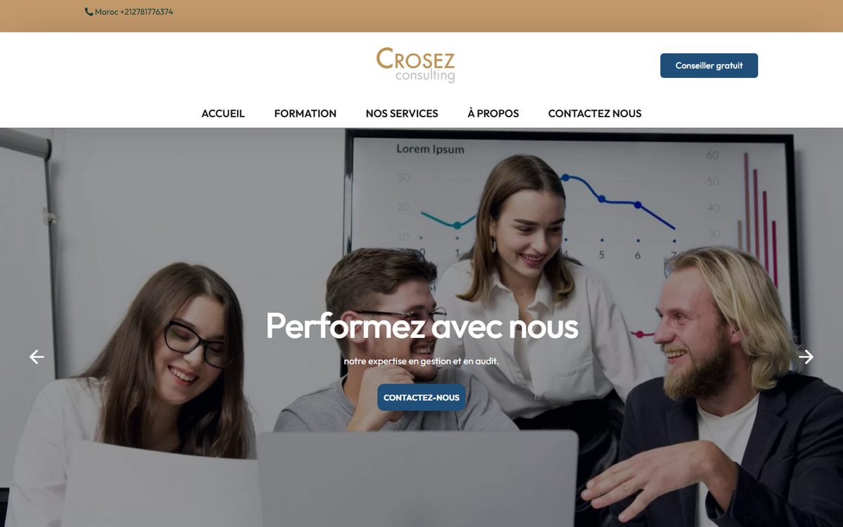 Aper&ccedil;u du site Crosez Consulting, r&eacute;alisation Altentia