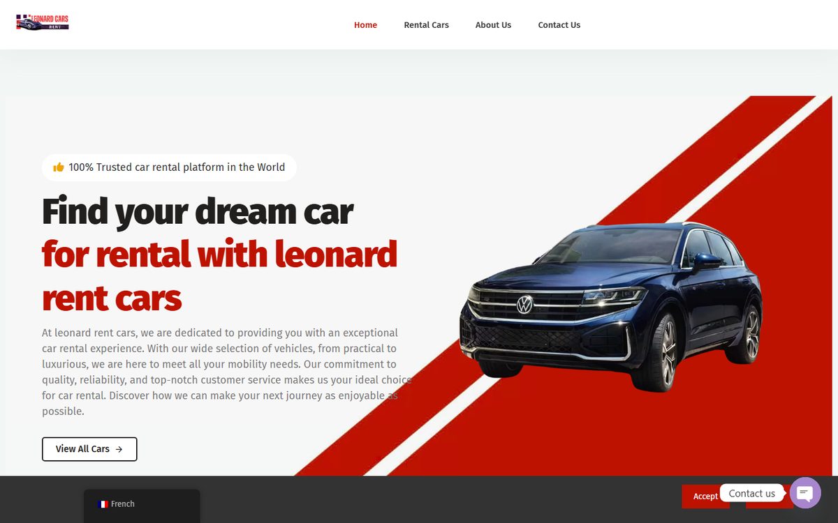 Aper&ccedil;u du site Leonard Rent Cars, r&eacute;alisation Altentia