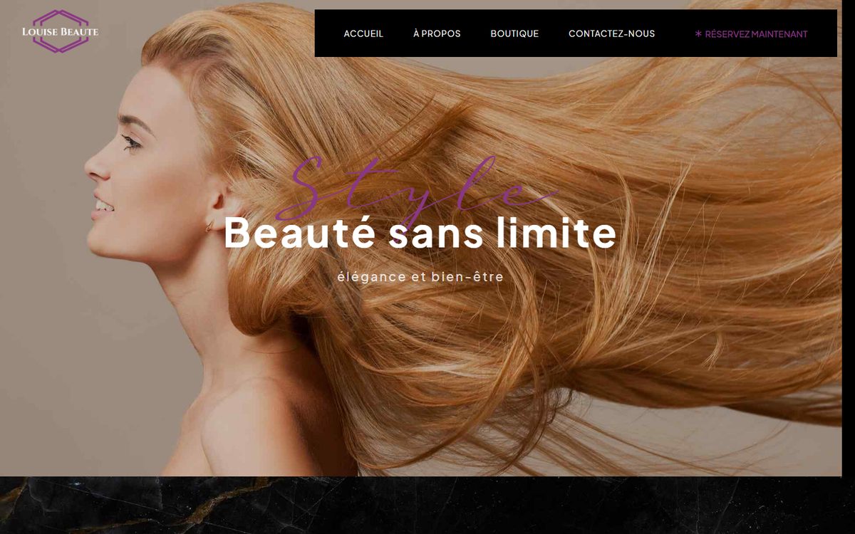 Aper&ccedil;u du site Louise Beauté, r&eacute;alisation Altentia