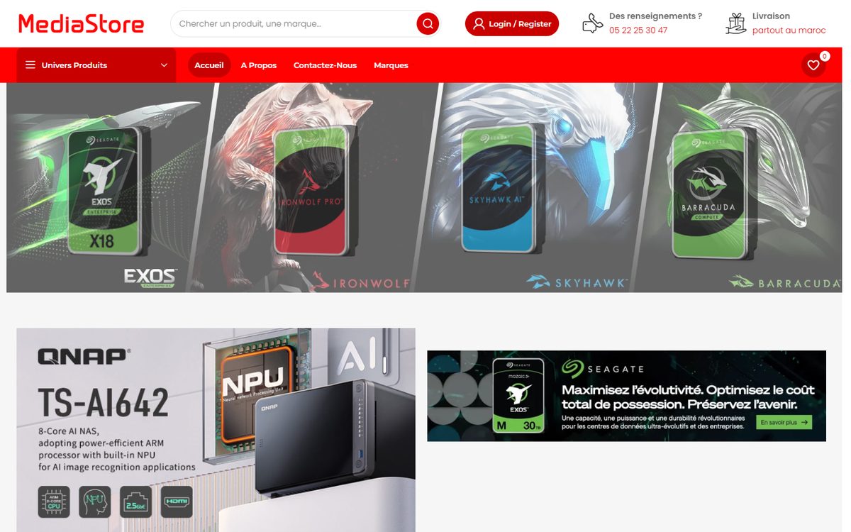 Aper&ccedil;u du site Mediastore, r&eacute;alisation Altentia