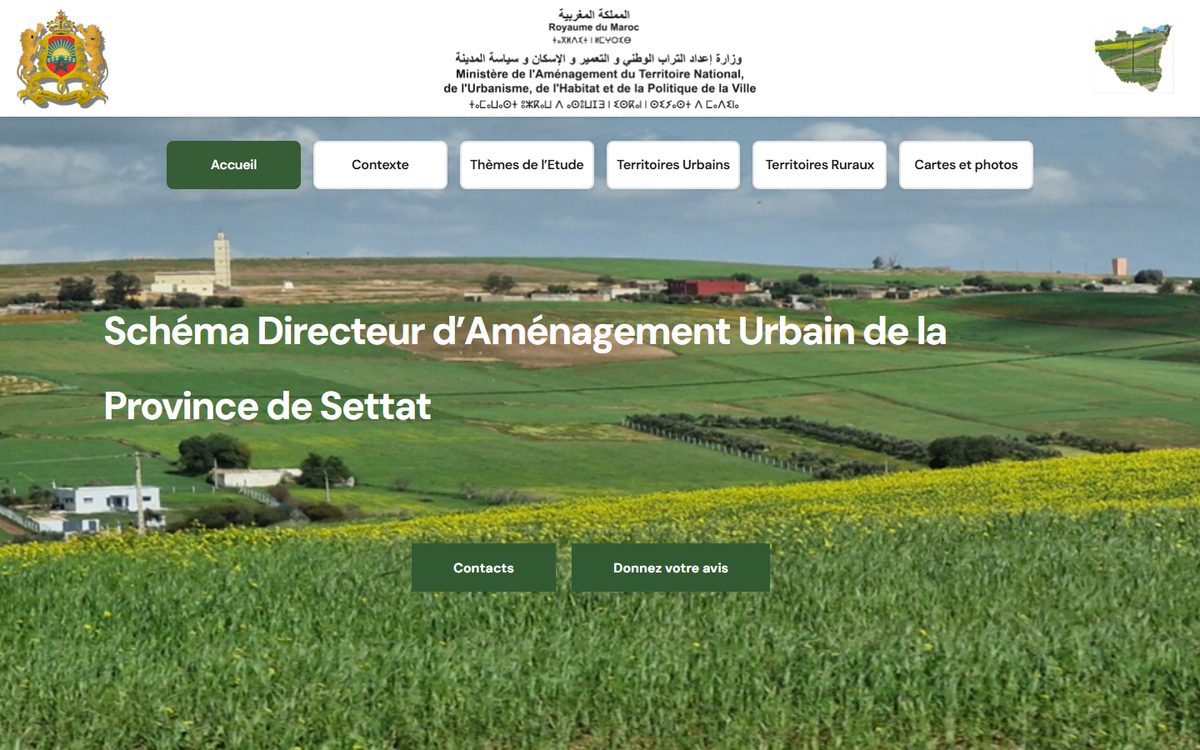 Aper&ccedil;u du site SDAU Province de Settat, r&eacute;alisation Altentia