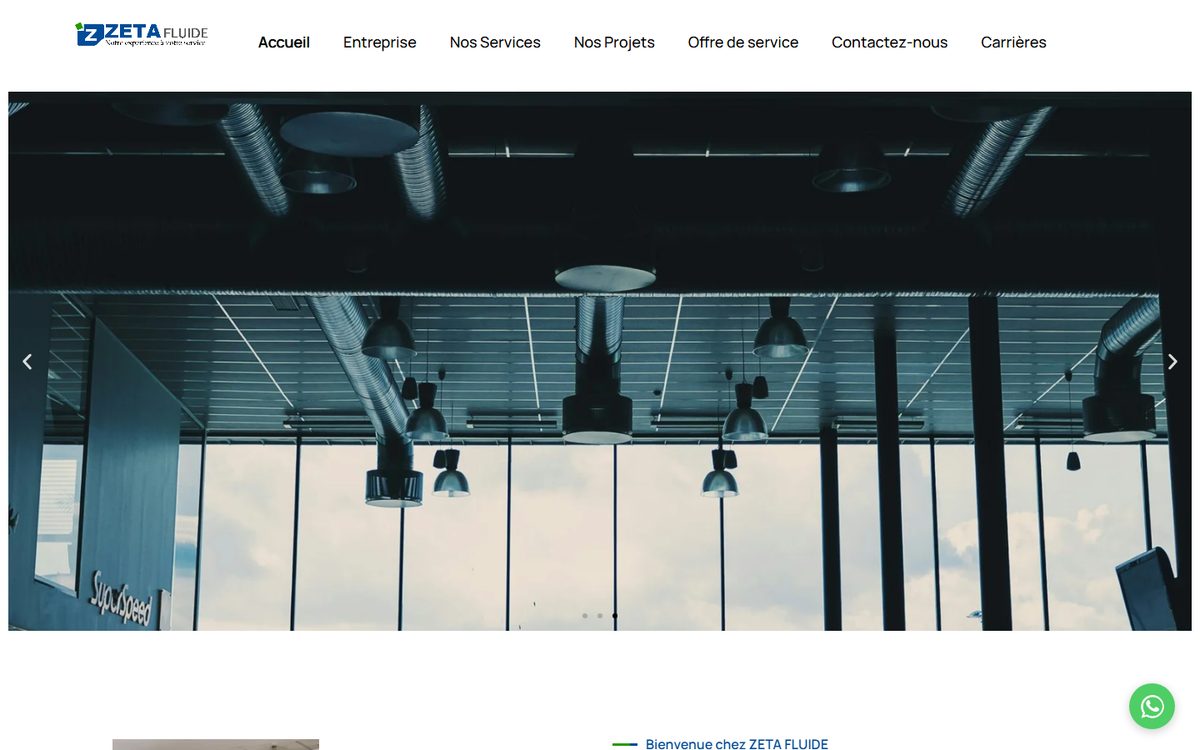 Aper&ccedil;u du site Zeta Fluide, r&eacute;alisation Altentia