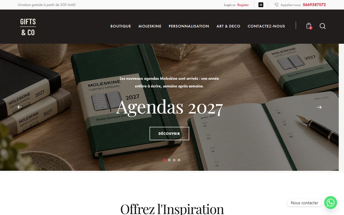 Aper&ccedil;u du site Gifts & Co, r&eacute;alisation Altentia